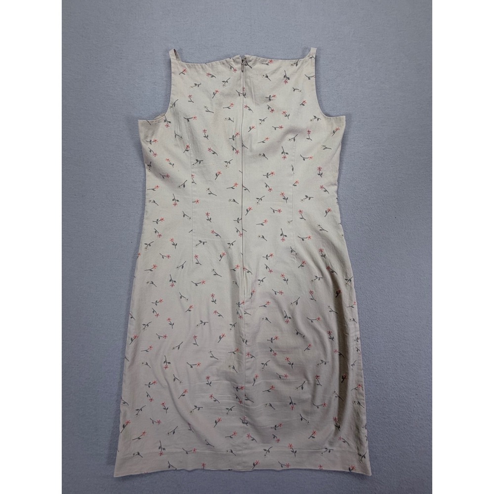 Brooks Brothers Floral Embroidered Cotton Sheath Dress Beige Pink 10 - Picture 9 of 10